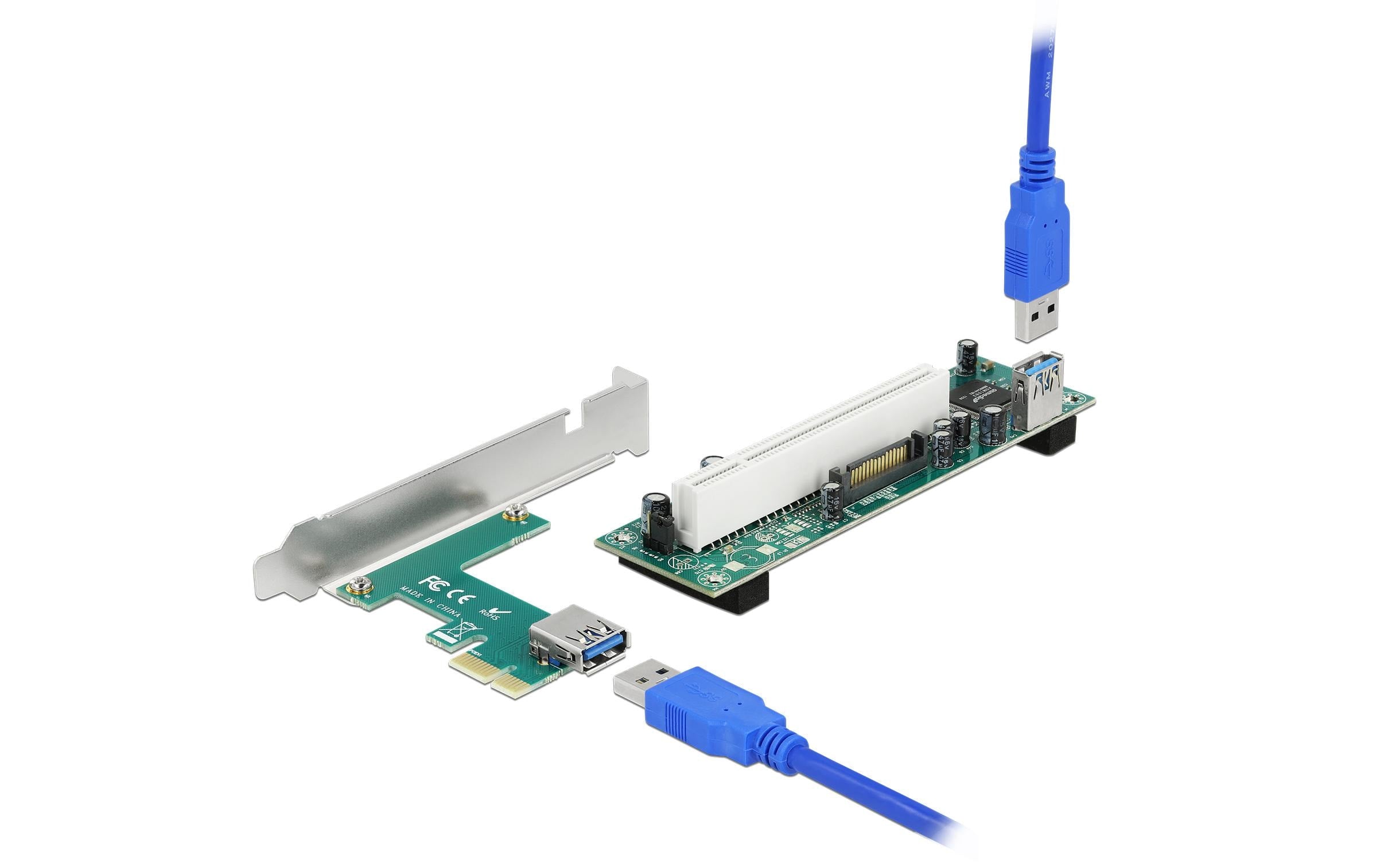 Delock PCI-Express Riserkarte, x1 zu 1x PCI