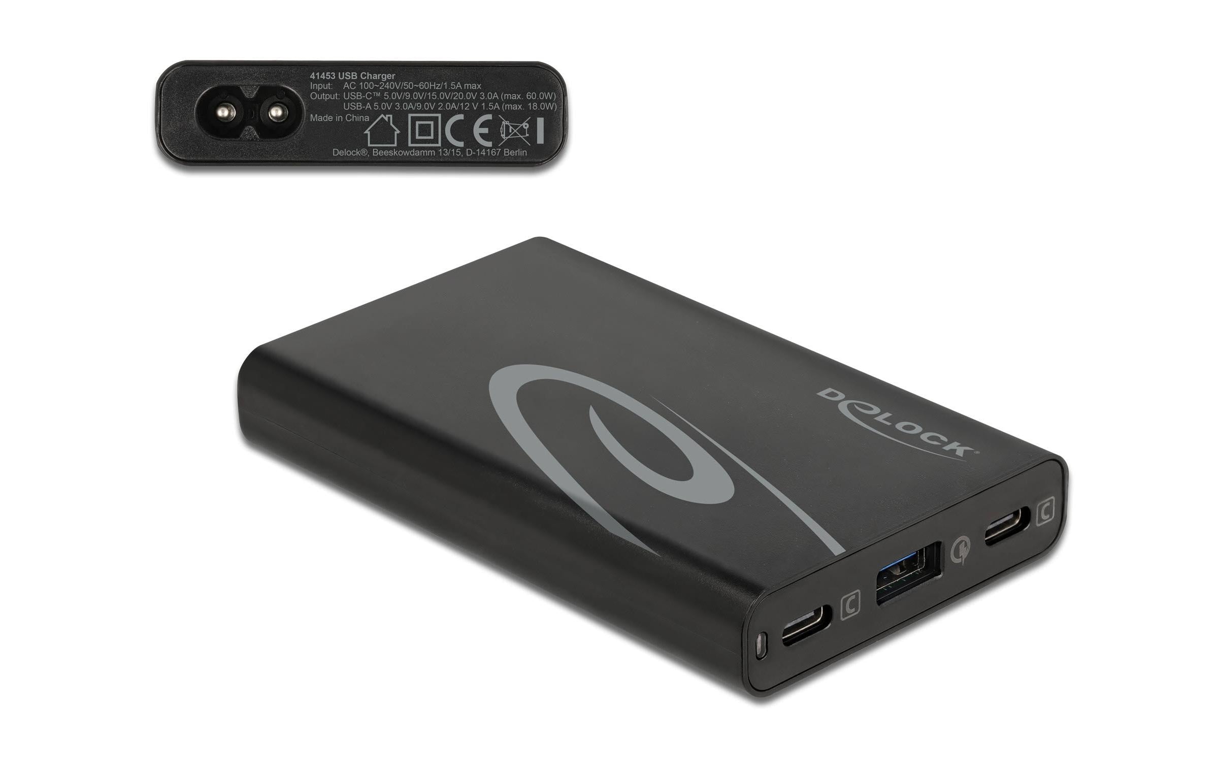 Delock Ladegerät 2x USB-C PD+ 1x USB-A