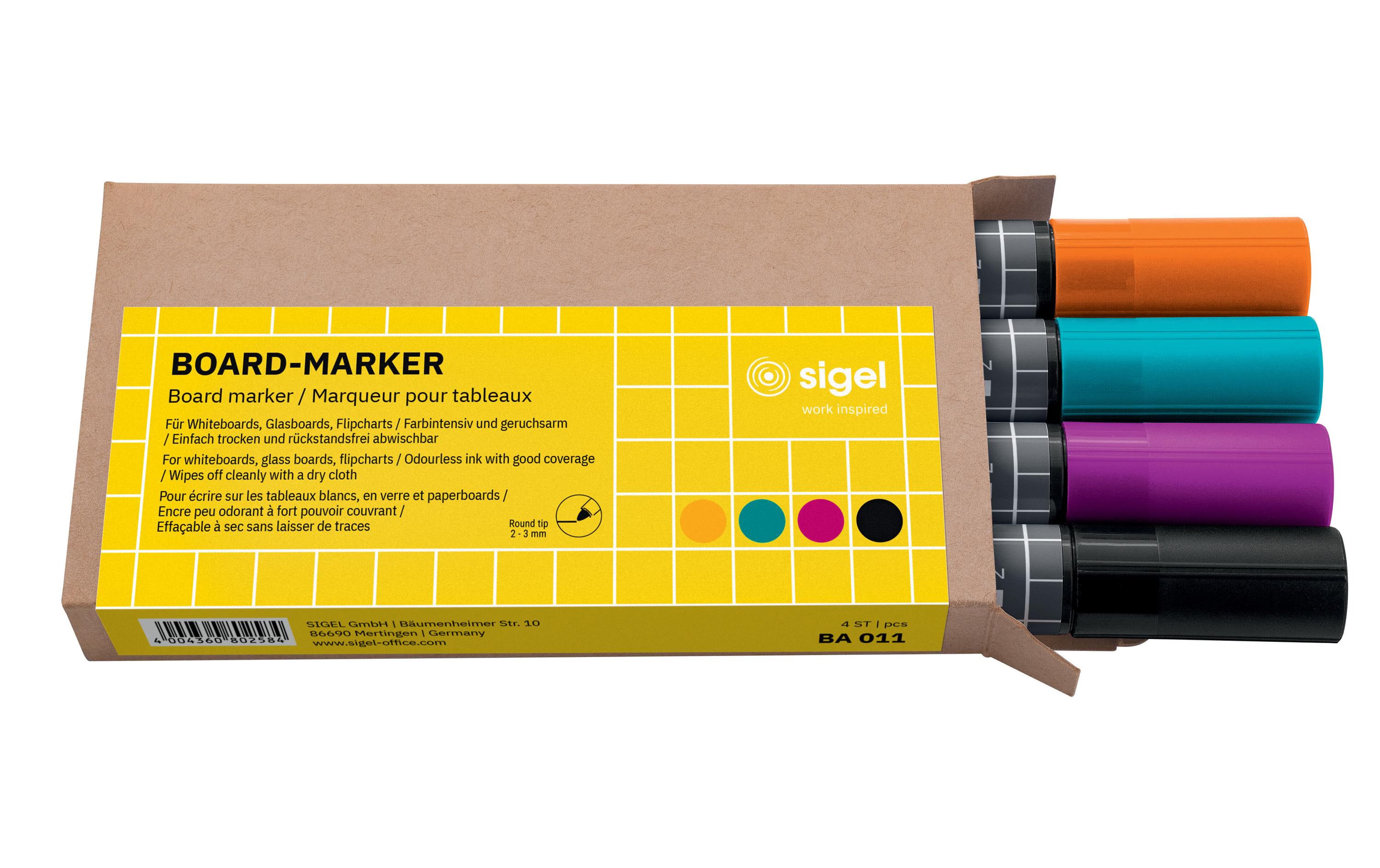 Sigel, Whiteboard-Marker 4 Stück, Schwarz/T
