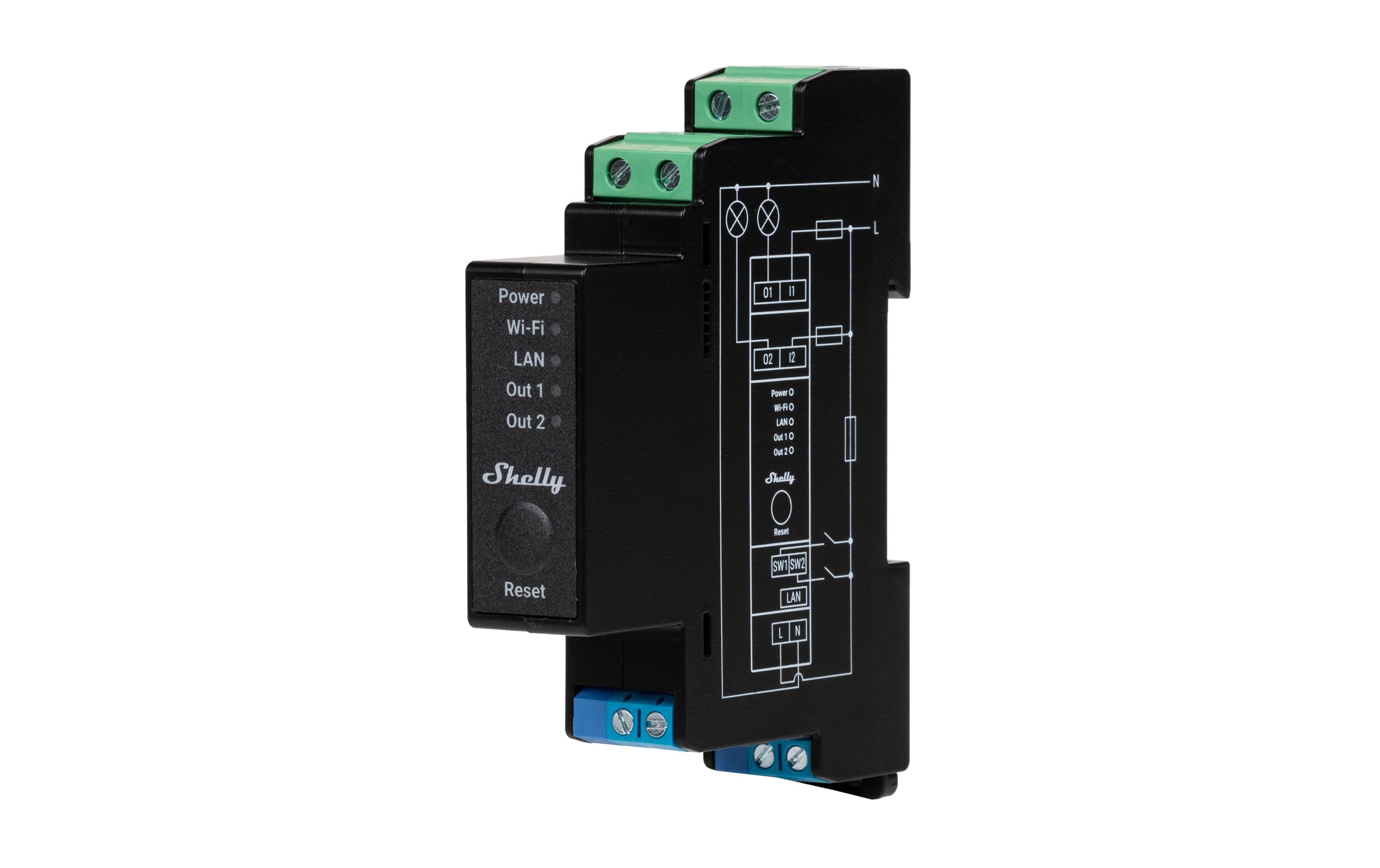 Shelly Pro 2PM LAN und WiFi-DIN-Rail Switch