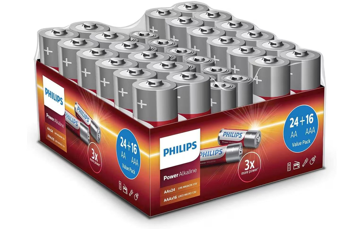 Philips Batterie Alkaline Pack, 40 Stück