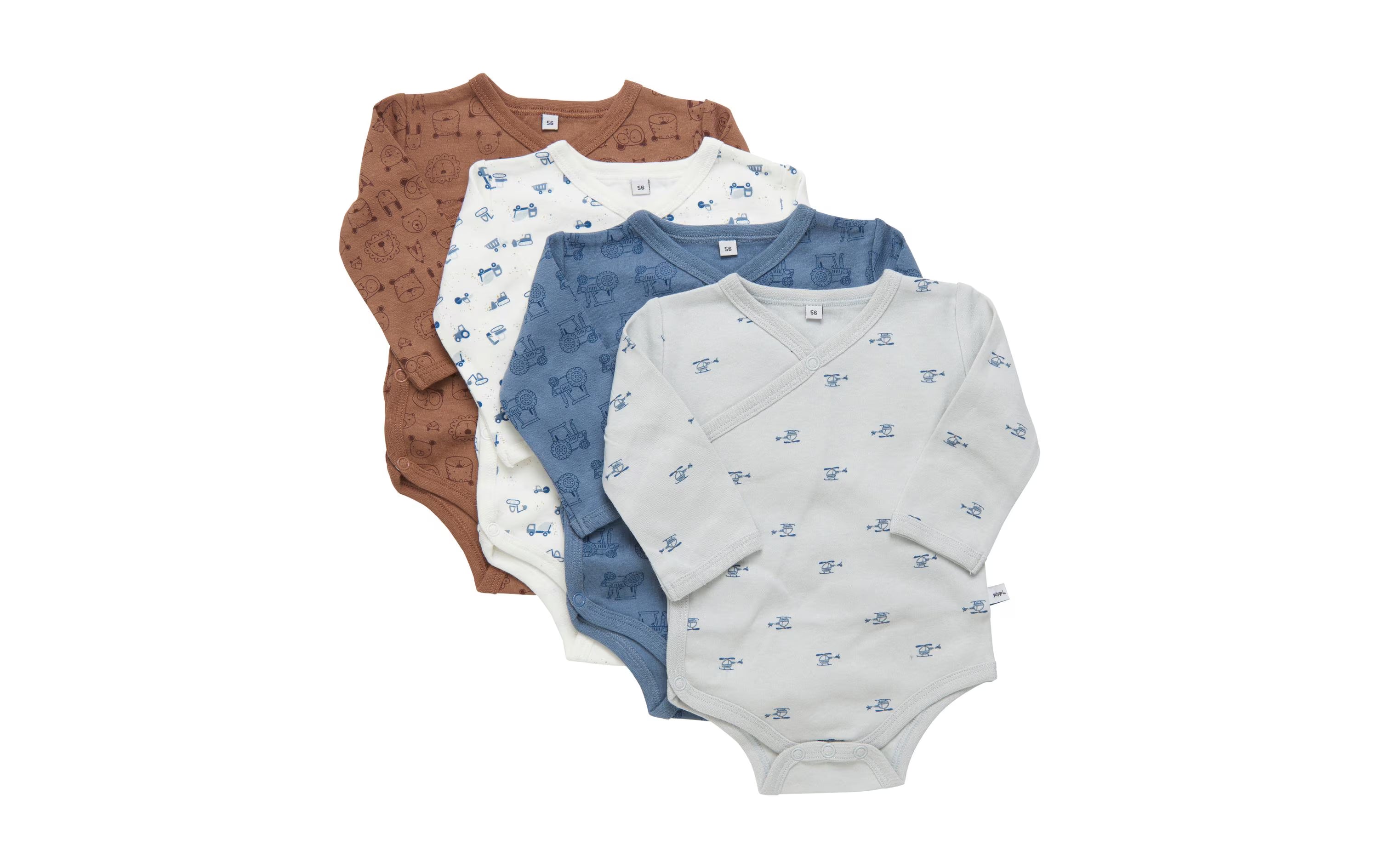 pippi Langarm-Wickelbody 4er Set Blue