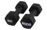 KOOR, Kurzhantel-Set 5 kg, Schwarz