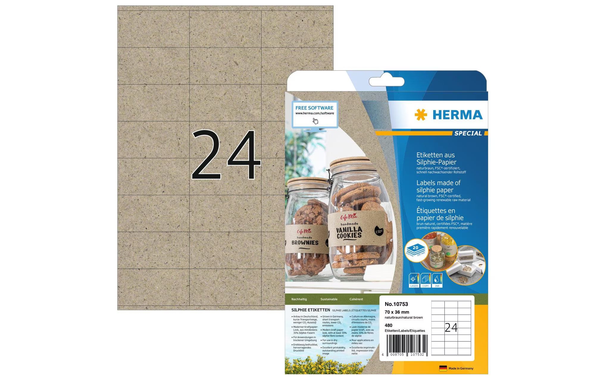 Herma Etiketten aus Silphie Papier, braun