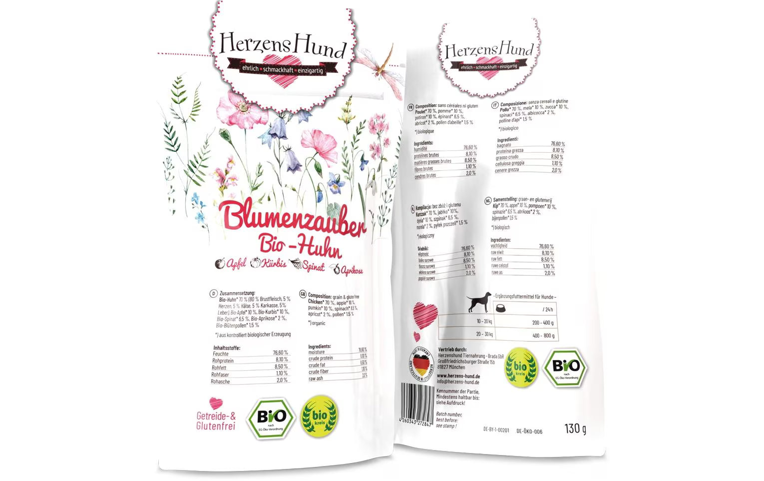 Herzenshund Blumenzauber Bio-Huhn