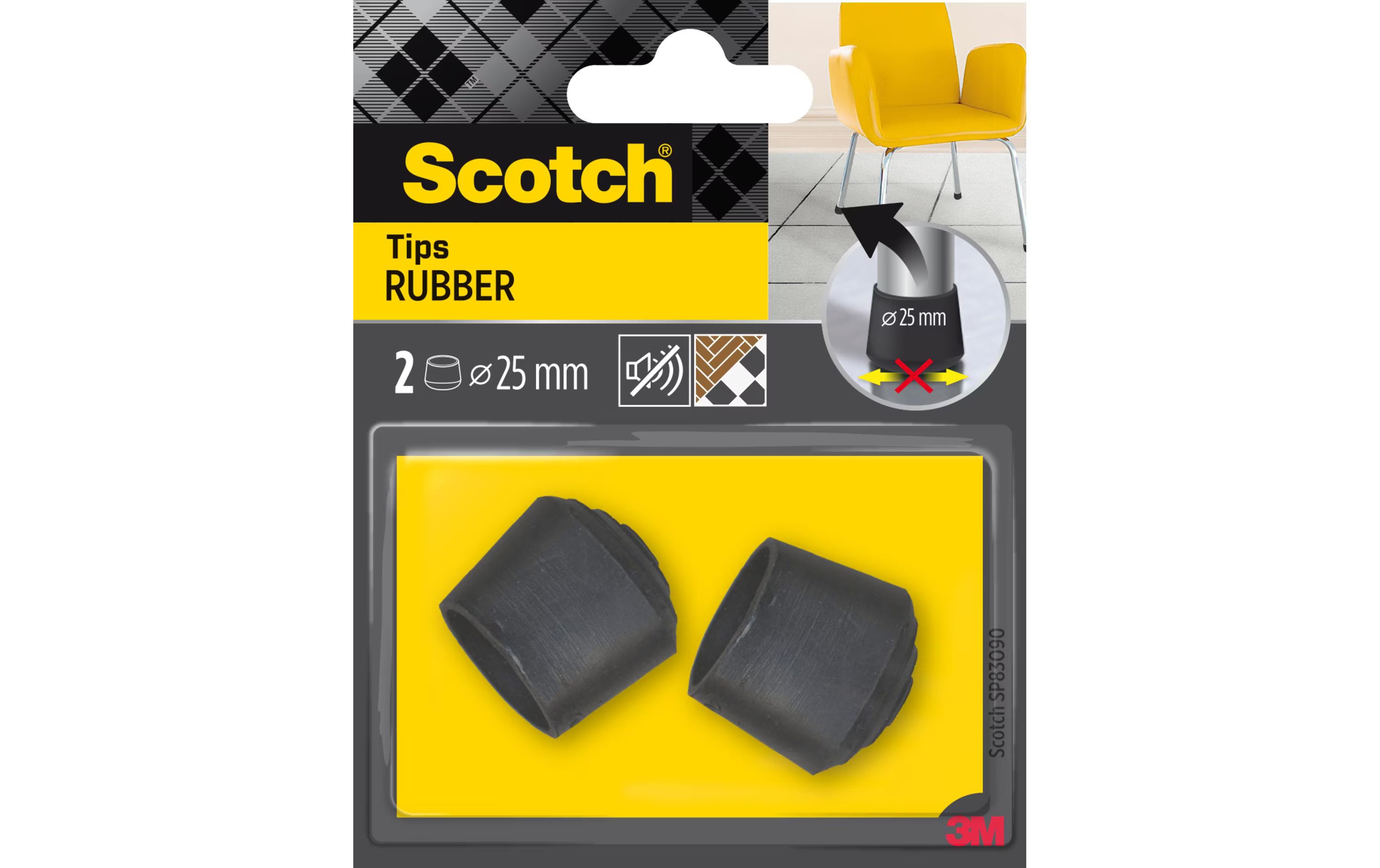 3M, Stuhlbeingleiter Ø 25 mm, Schwarz, 2er