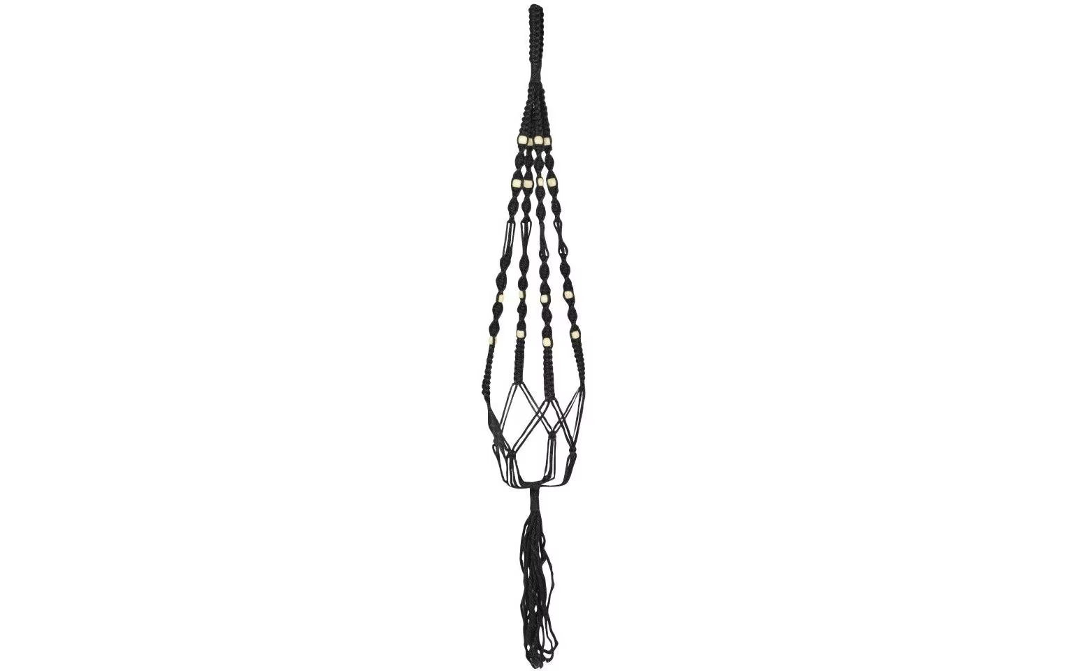 CHALET, Blumenampel Makramee 95 cm, Schwarz