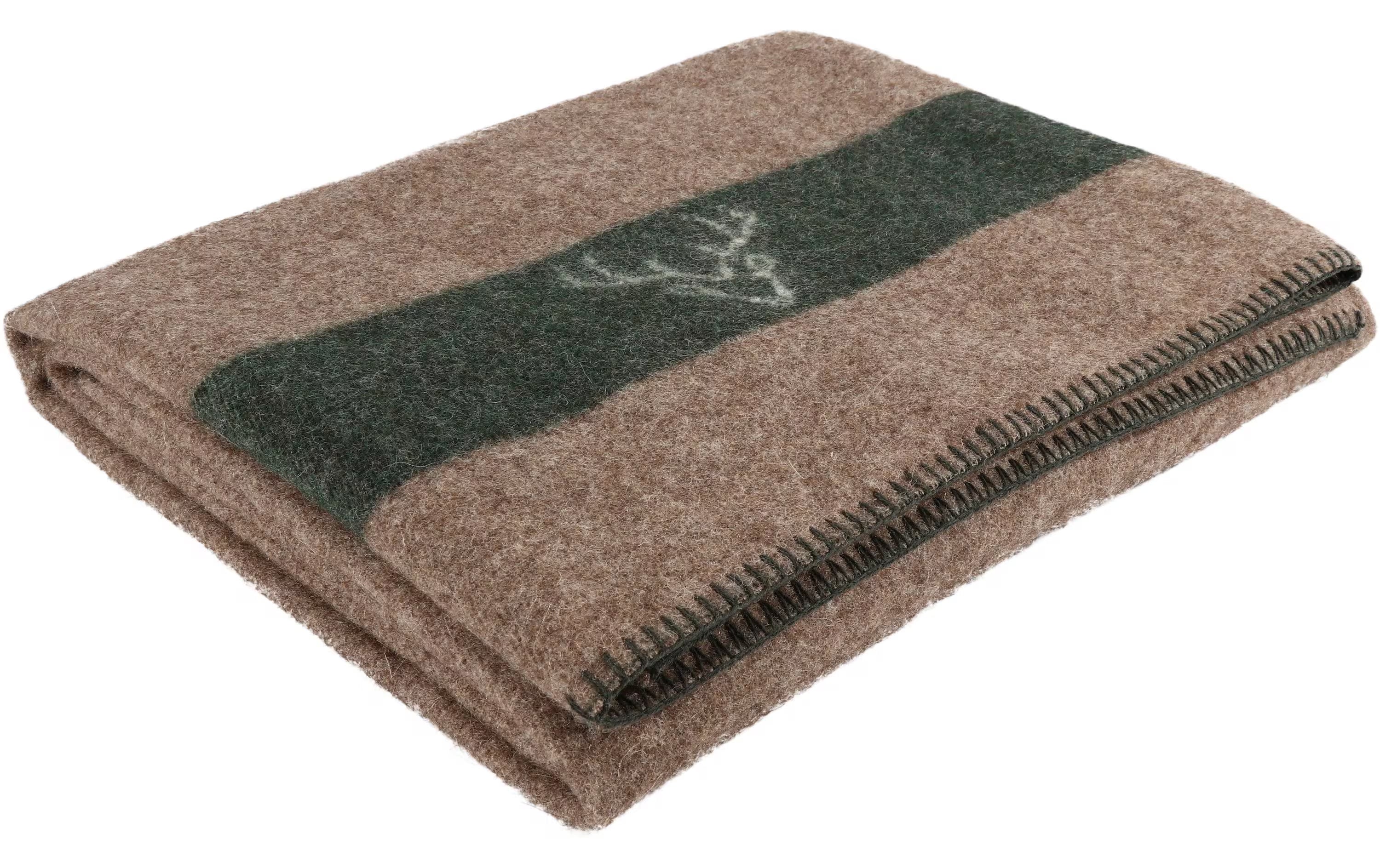 Eskimo Decke Armeedecke Hirsch, Braun-Grün