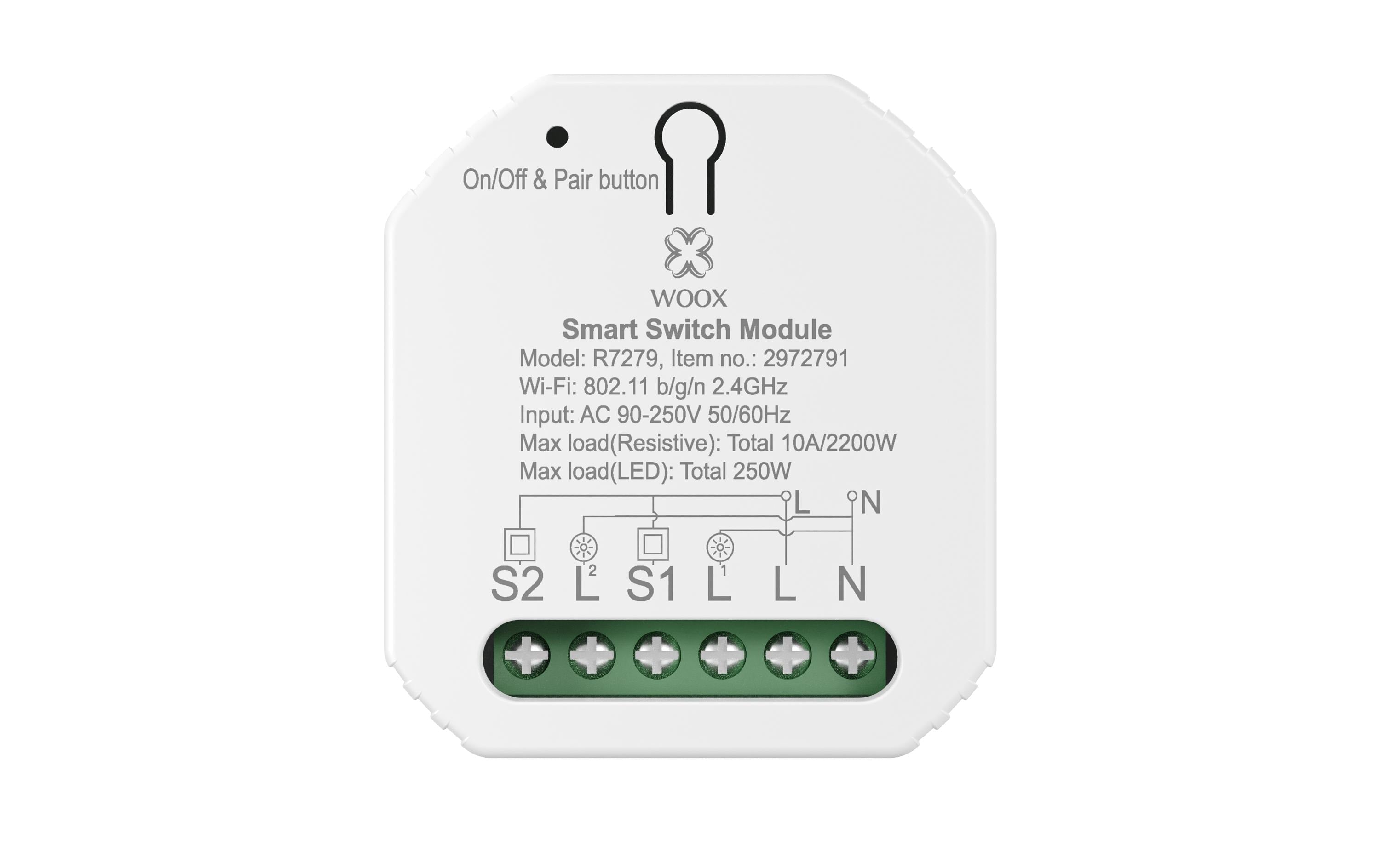 WOOX WiFi Smart Switch 2-gang module R7279