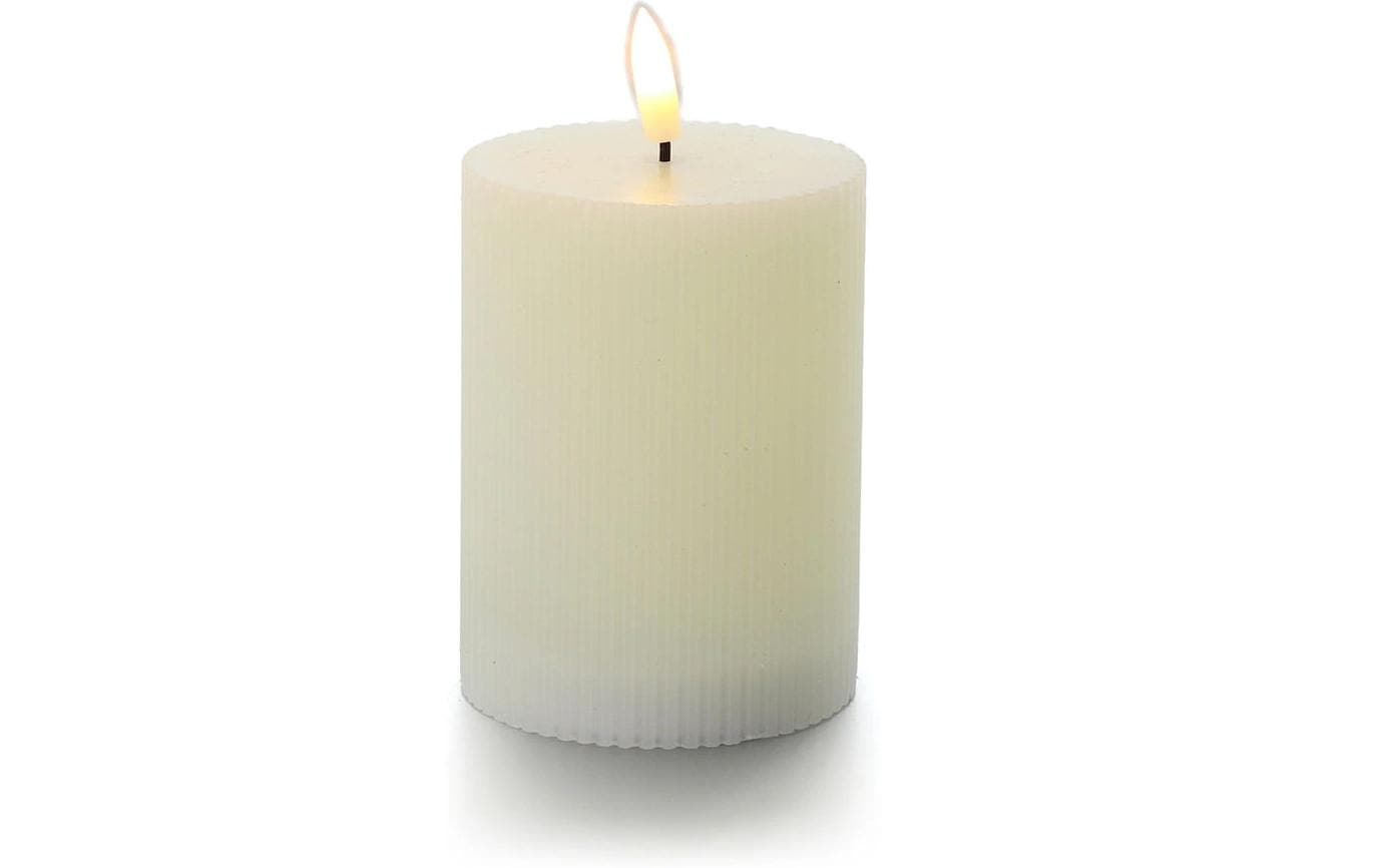 balthasar, LED Zylinderkerze Rillen, Creme