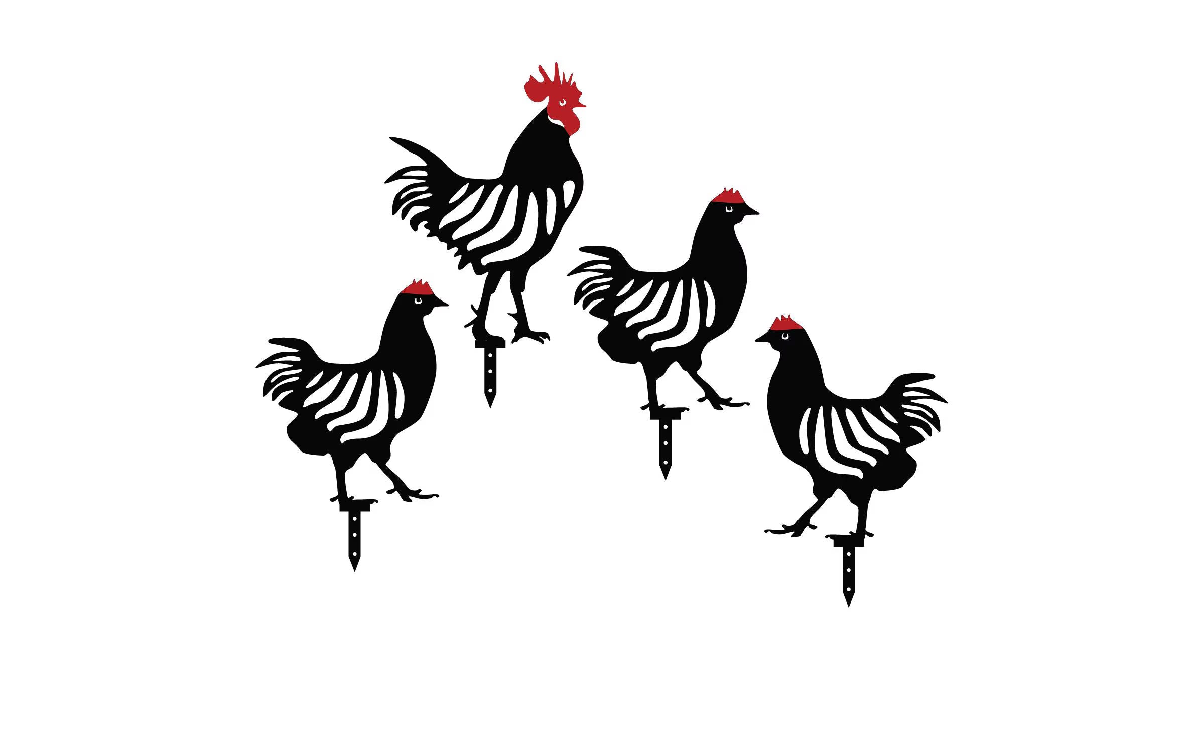 Wallxpert Gartenstecker Chicken Family
