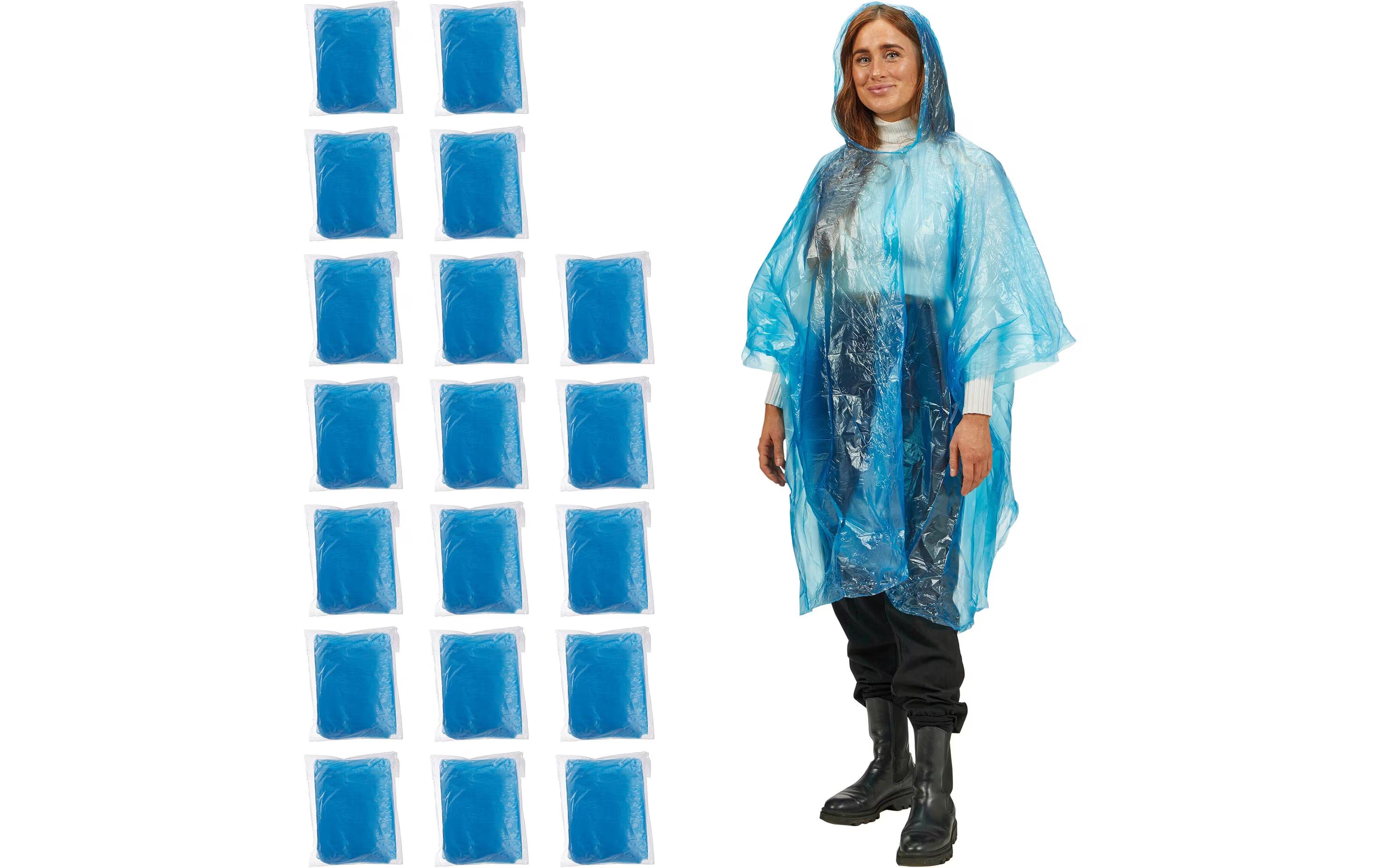 relaxdays, Regenponcho 20 Stück, Blau