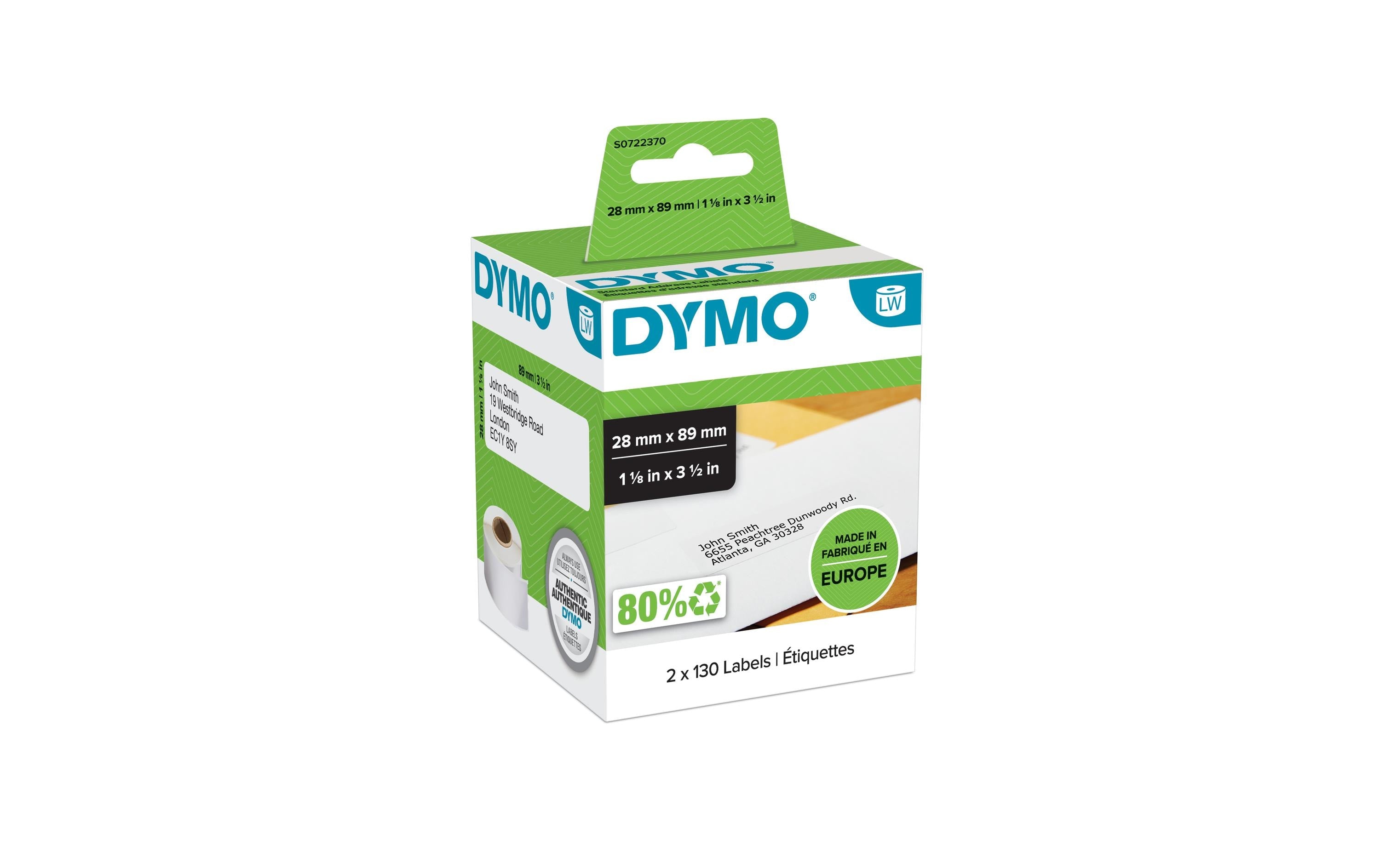 Dymo Adress-Etiketten 28mm x 89mm, weiss