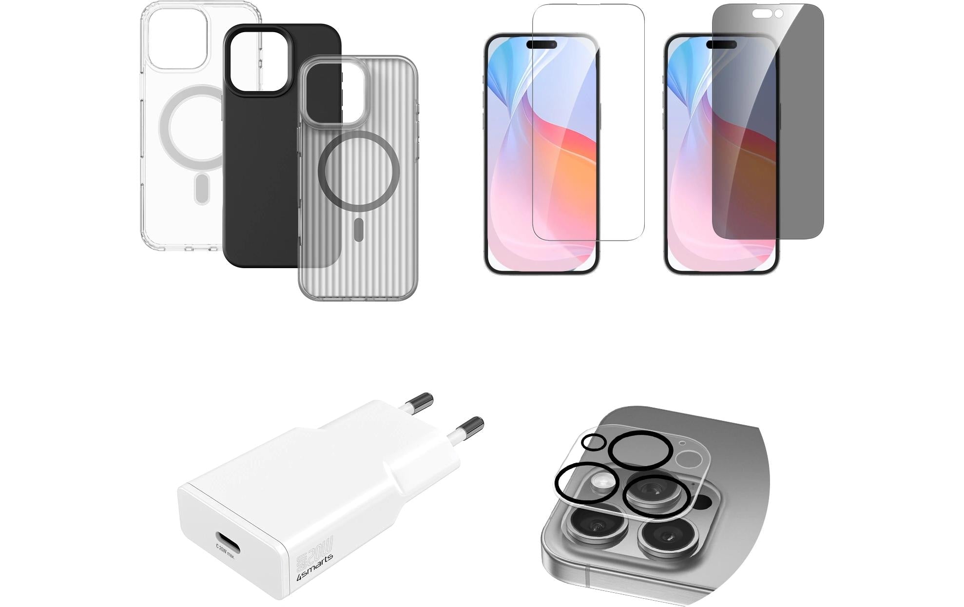 4SMARTS Value Set, 3 Cases, 3 Glas, Charger