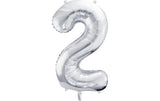 Partydeco Folienballon Zahl 2 gross