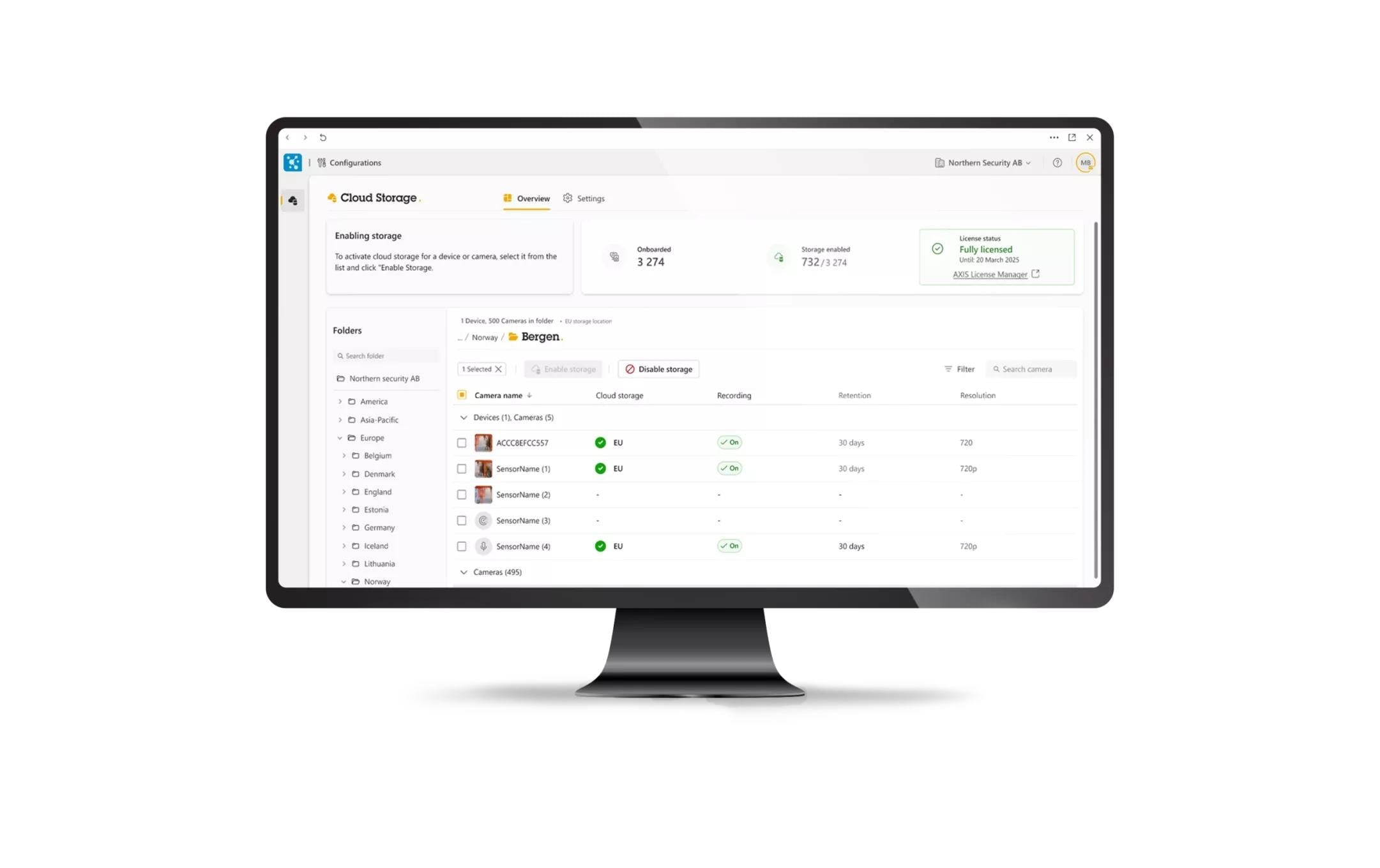 AXIS Camera Station Cloud Storage 1 Jahr