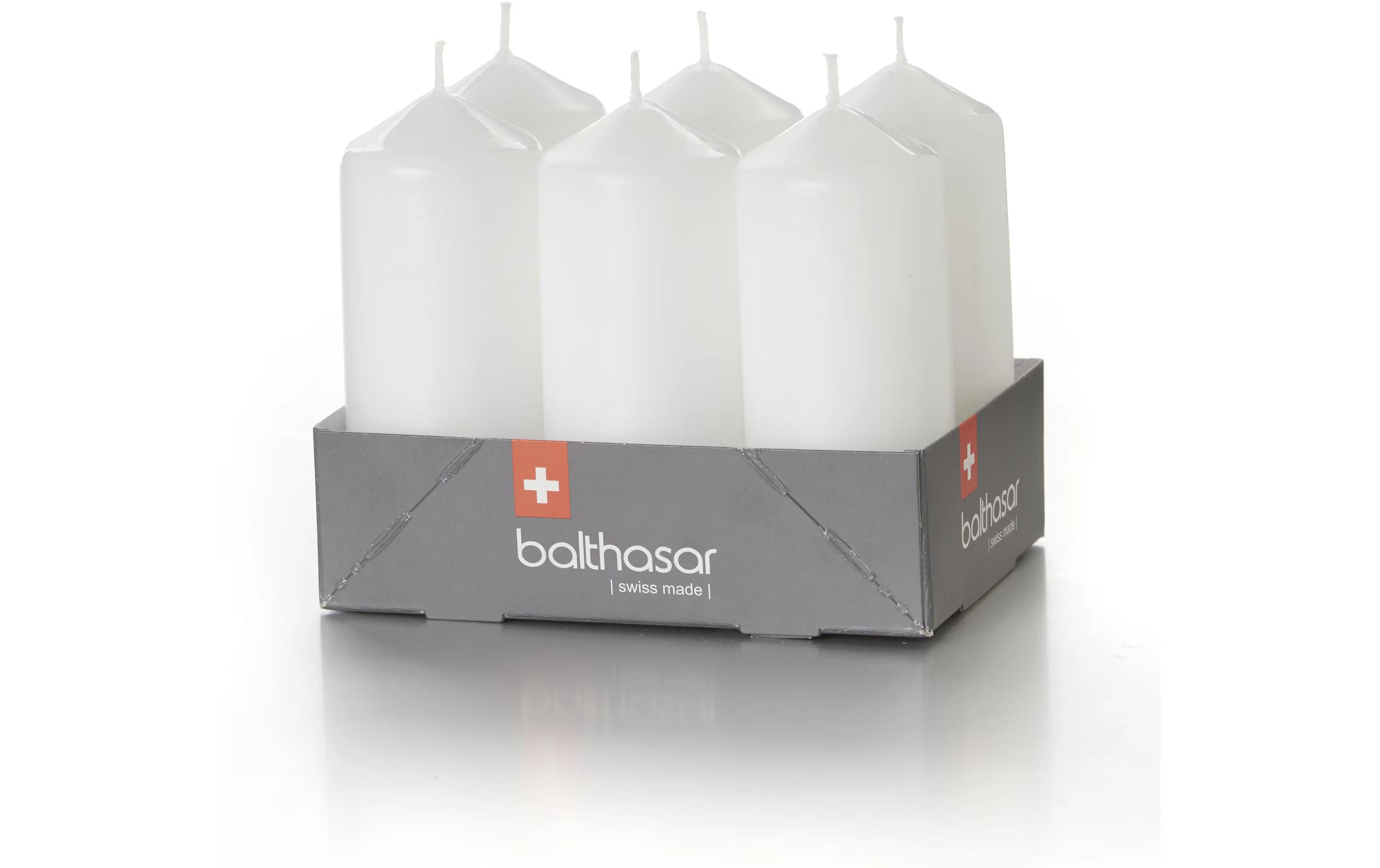 balthasar, Zylinderkerze Weiss, 6 Stück