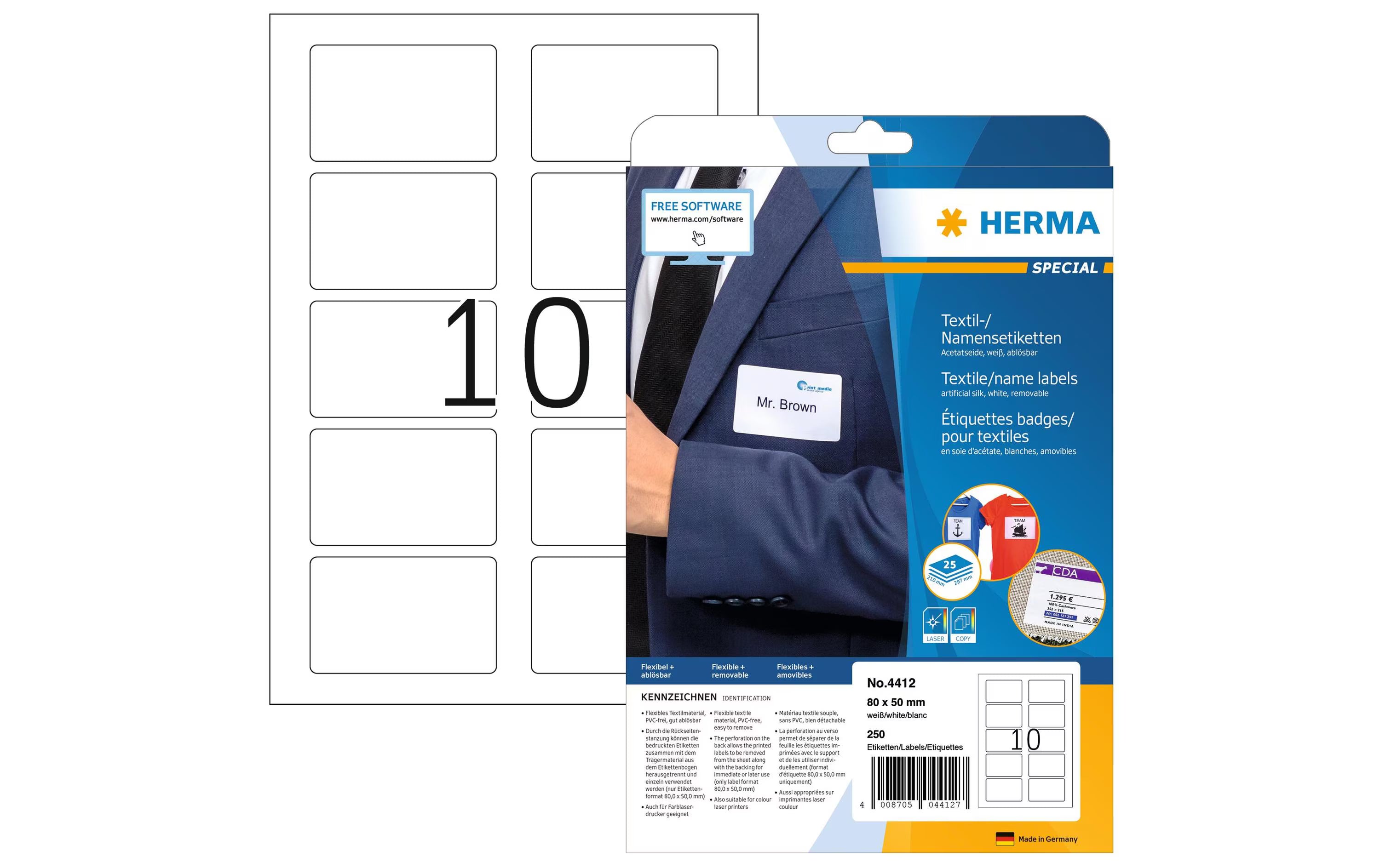 Herma Namens-Etiketten 4412 80 x 50 mm