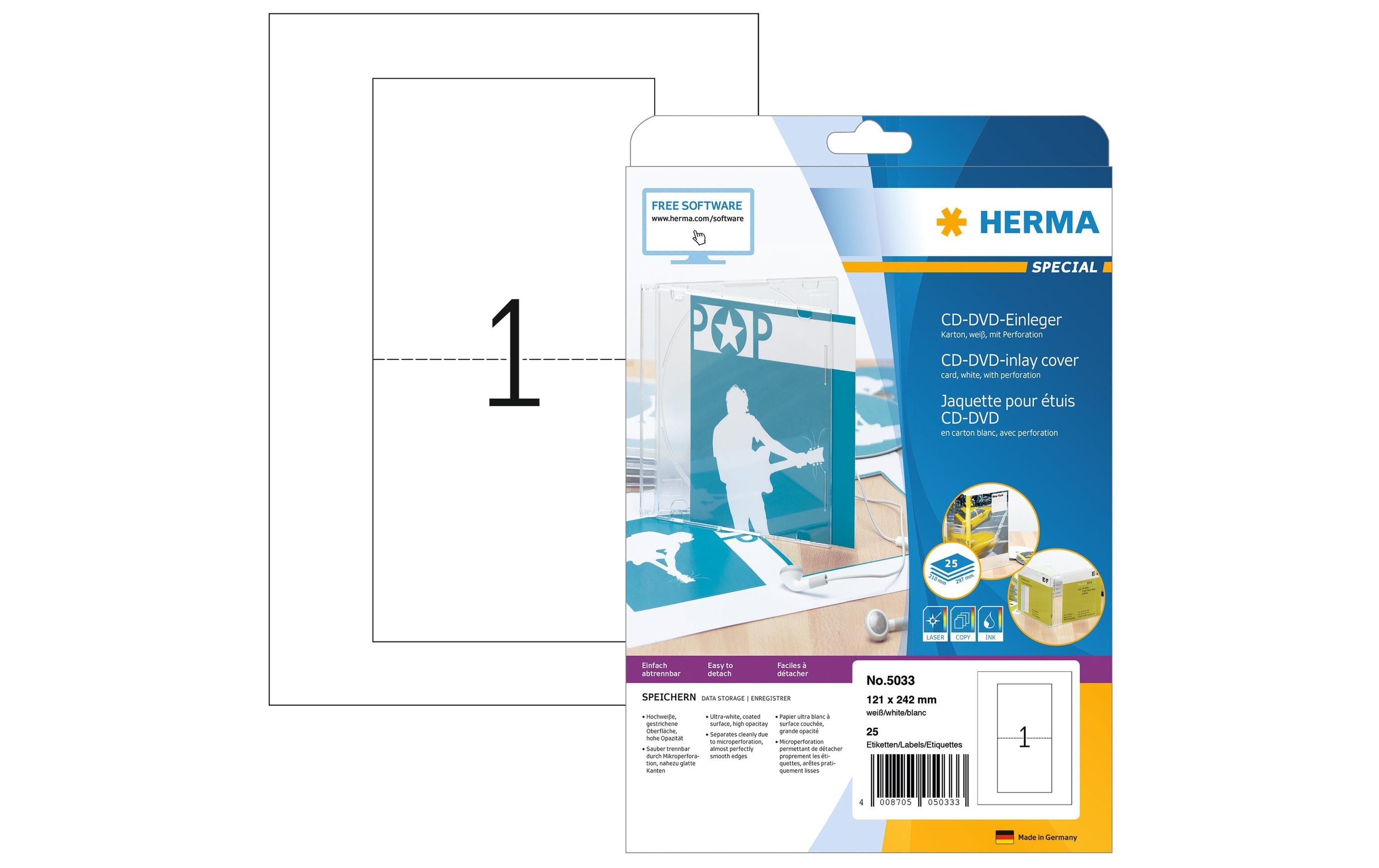 Herma CD-Einleger Slimcase 5033 weiss