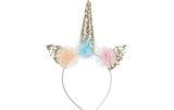 Partydeco Haarreif Einhorn mit Rüsche