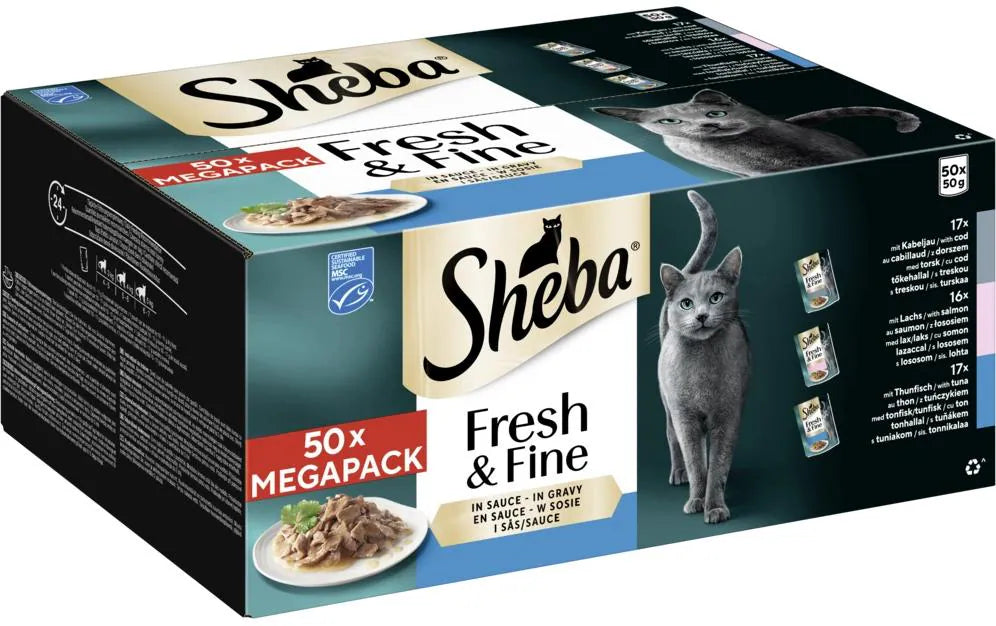 Sheba Nassfutter Sauce mit Kabeljau, Lachs