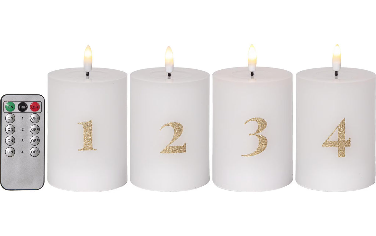 Star Trading LED Pillar Kerze 4 Pack Advent