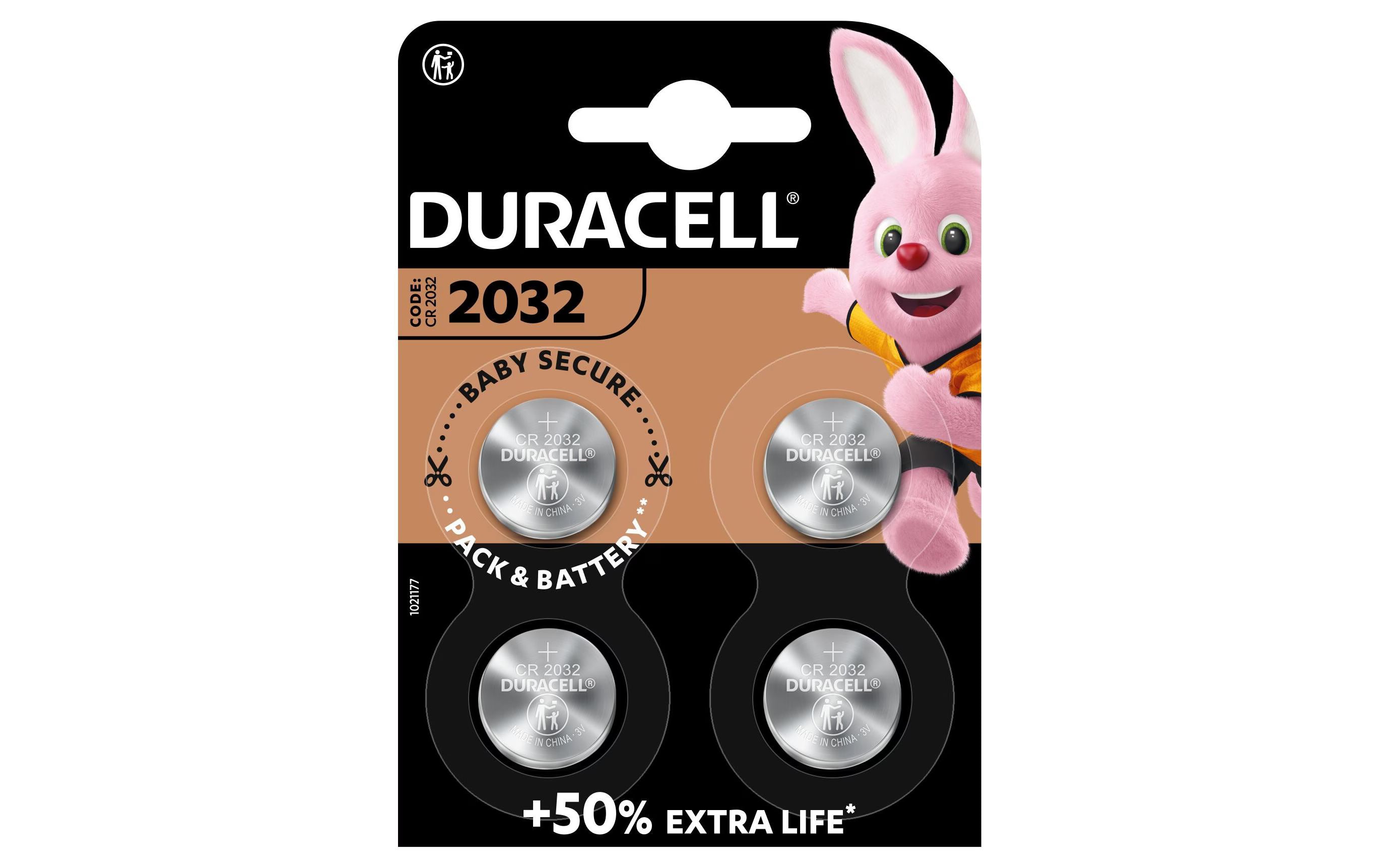 Duracell, Knopfzelle Lithium CR2032 , 4 Stü