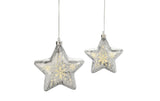 STT LED Glas Star Set silber 2 Stk.