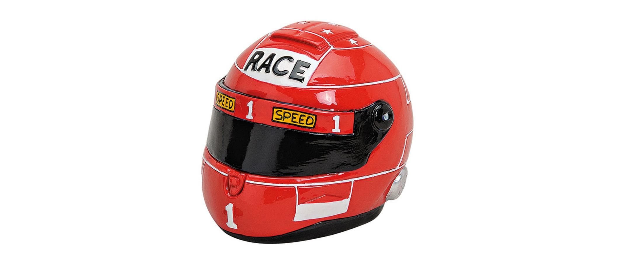 Spardose Motorradhelm rot aus Poly