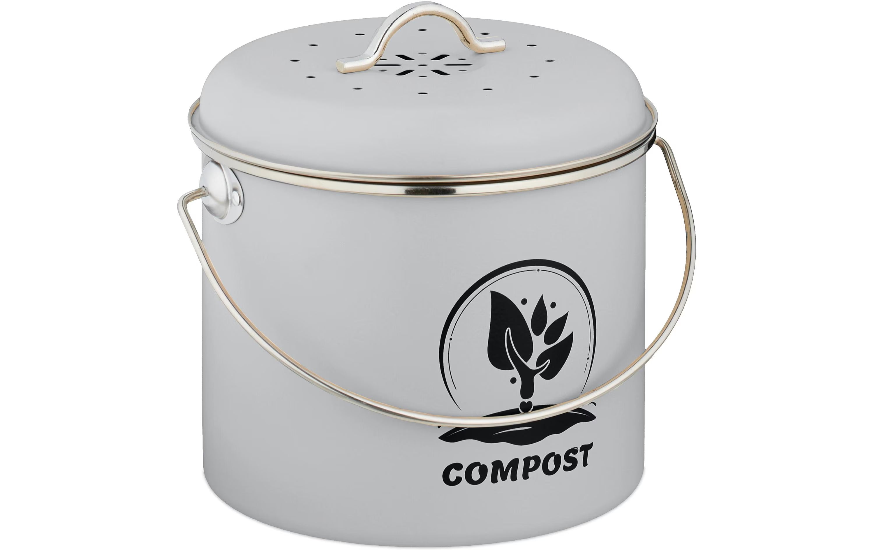 relaxdays, Komposteimer 3.5 l, Grau/Silber