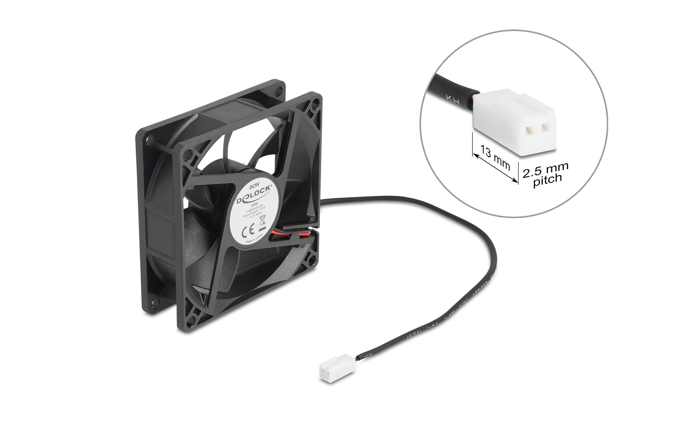 Delock Gehäuselüfter 80x80x25mm, 5V
