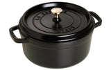 Staub Cocotte 26cm, rund, Schwarz,