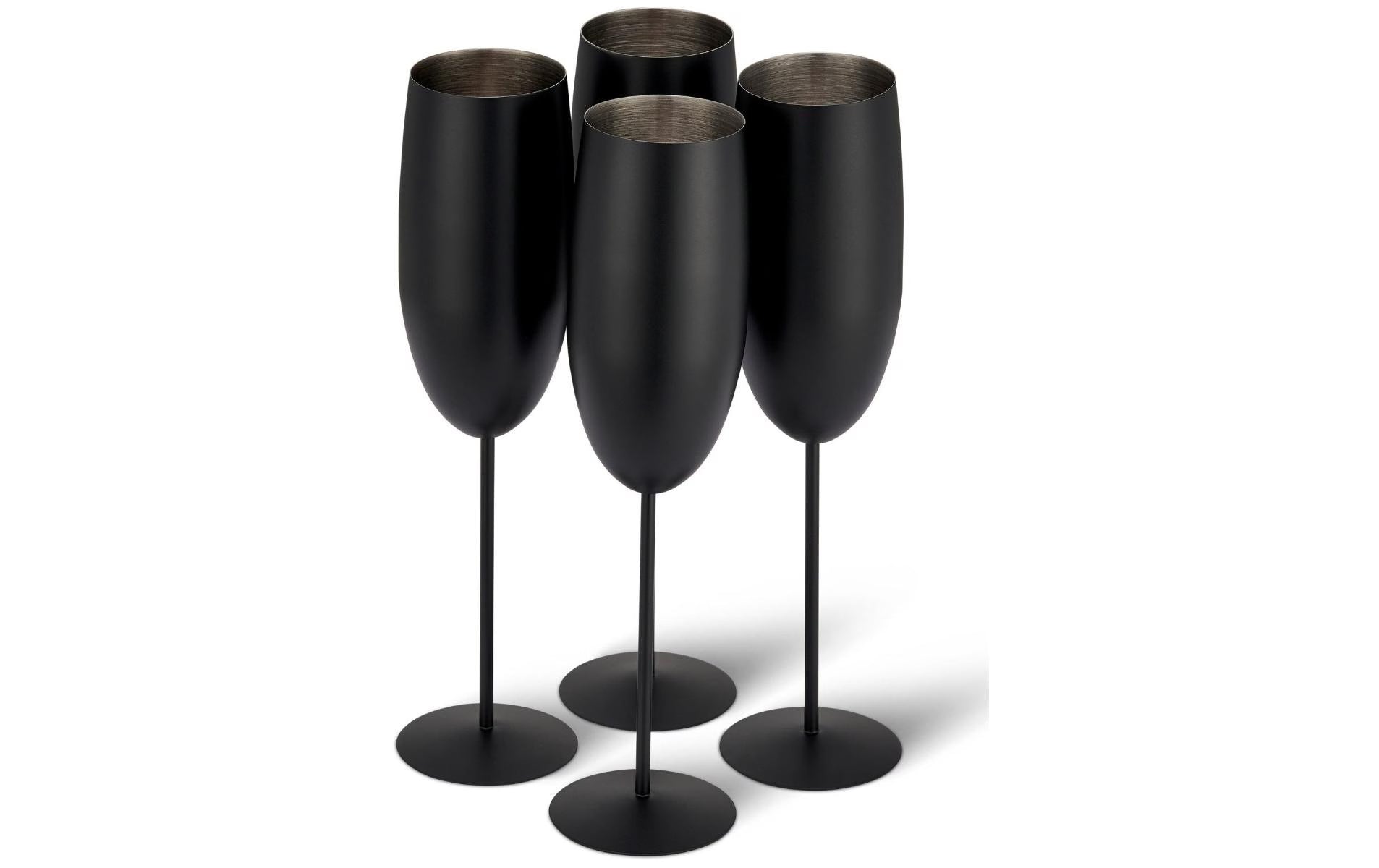 Oak&Steel Sektgläser Schwarz matt, 4er Set