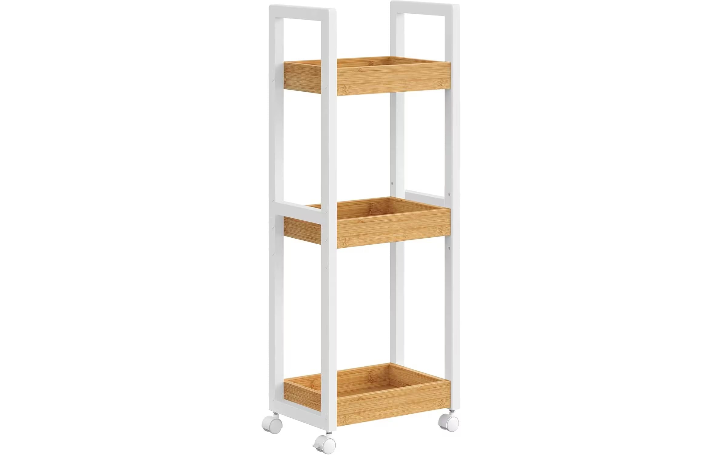 Songmics Regal auf Rollen, Weiss-Natur