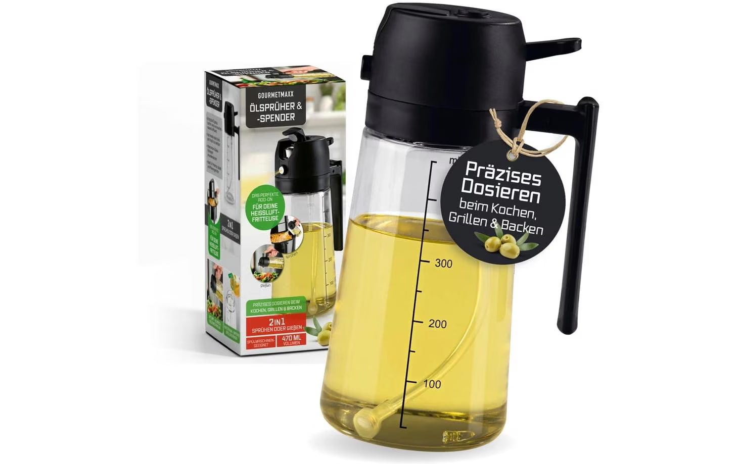 GOURMETmaxx Ölsprühflasche 470ml schwarz