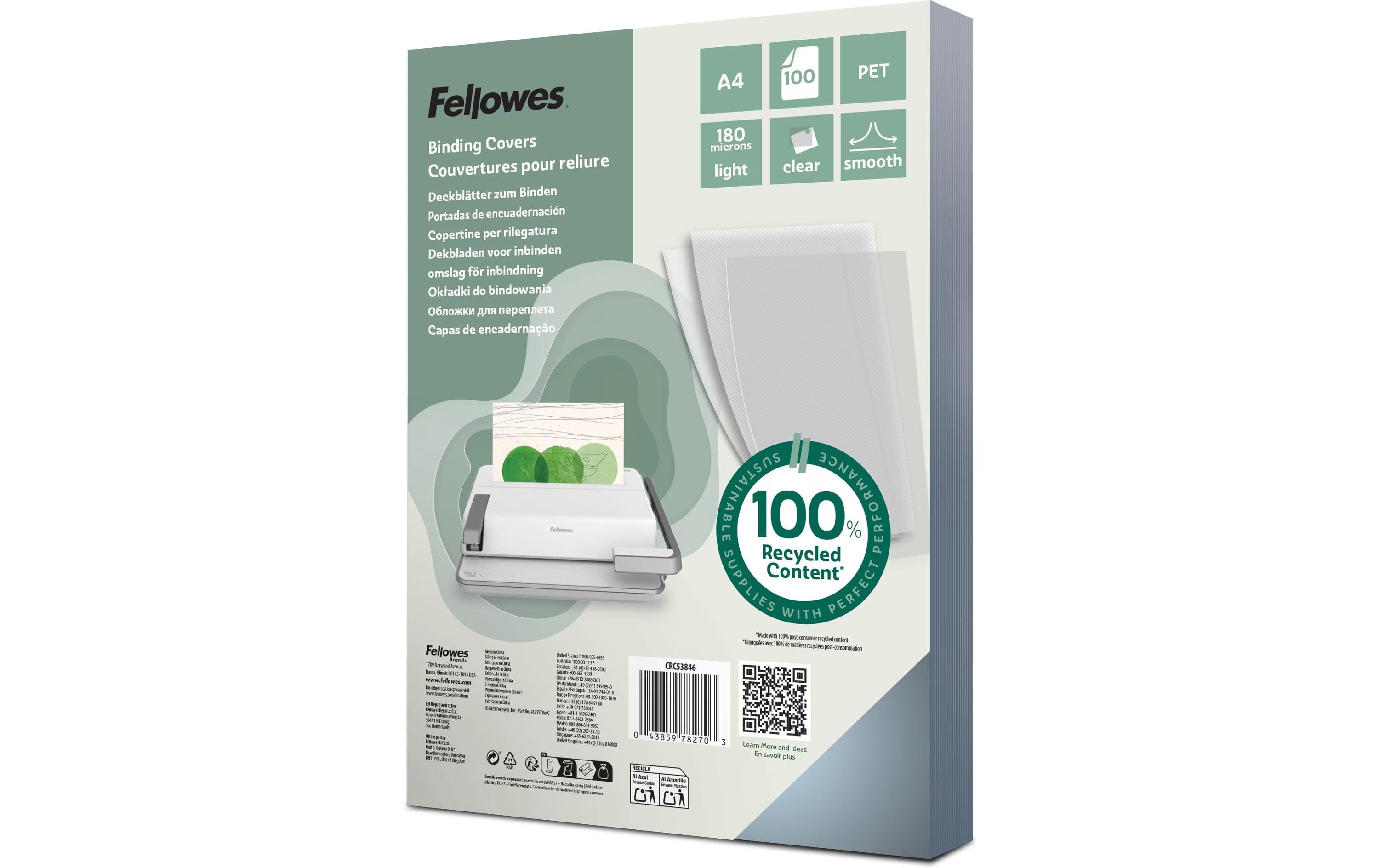 Fellowes Deckblatt Transparent,180 Micron