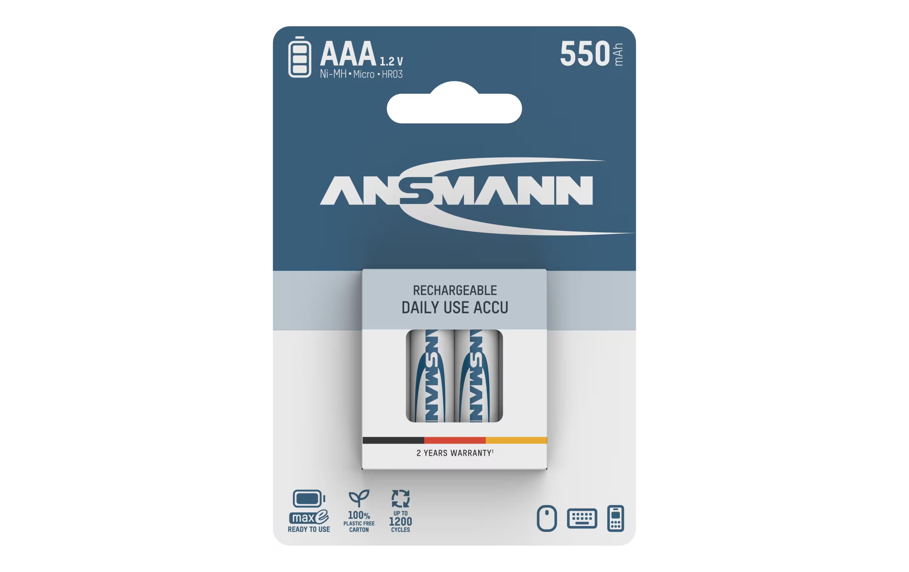 Ansmann Akku AAA NiMH 550 mAh 1.2V 4er