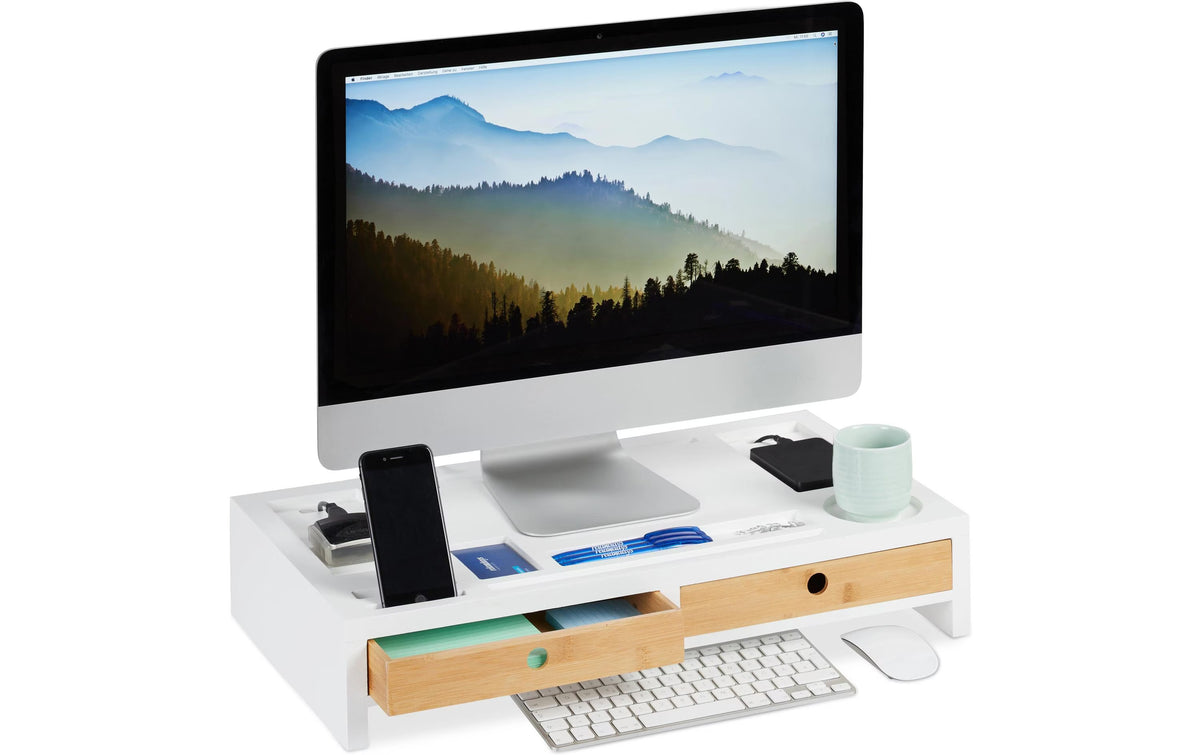 Relaxdays Monitorständer 2 Schubladen XL