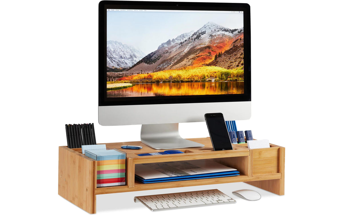 Relaxdays Monitorständer mit Staufächern