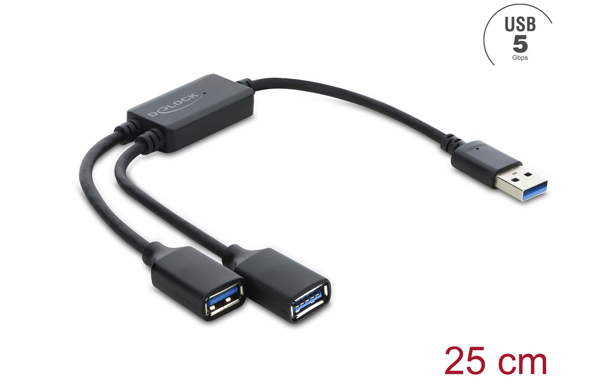Delock USB Hub, 2 Port, 5 Gbps, 1xA, 2xA