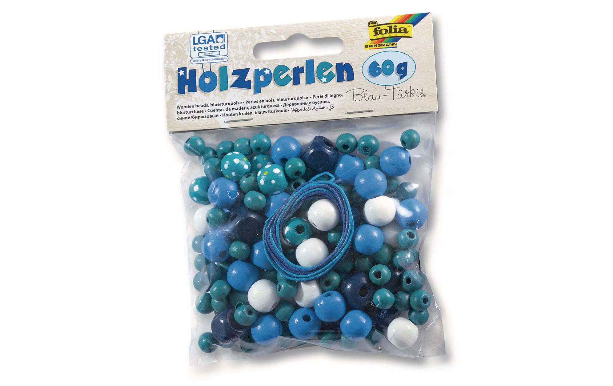 Folia, Holzperlen Türkis