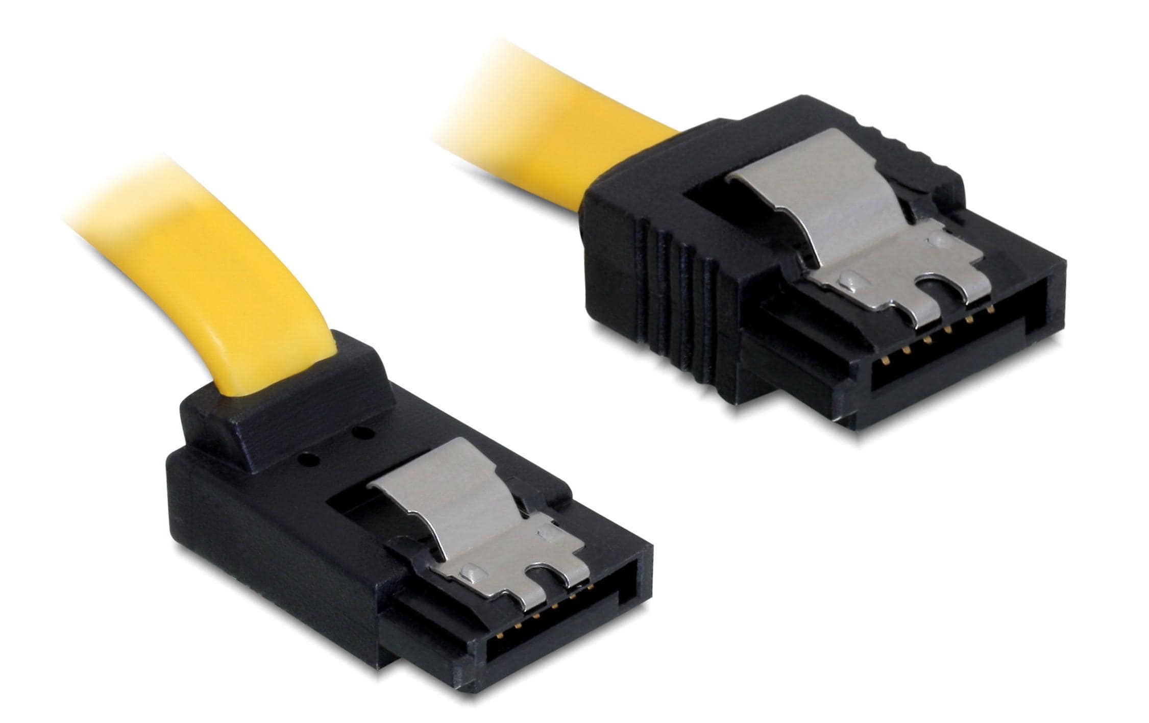 Delock, SATA3-Kabel gelb, oben gewinkelt, 5