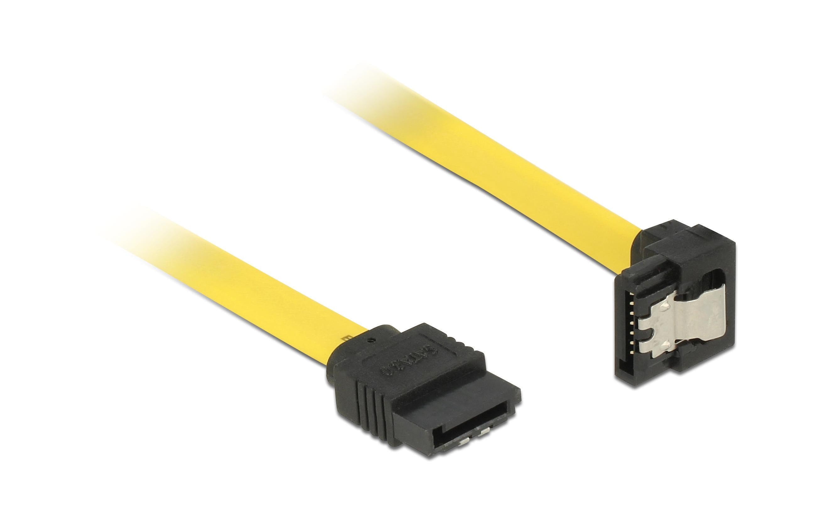 Delock, SATA3-Kabel gelb, unten gewinkelt,