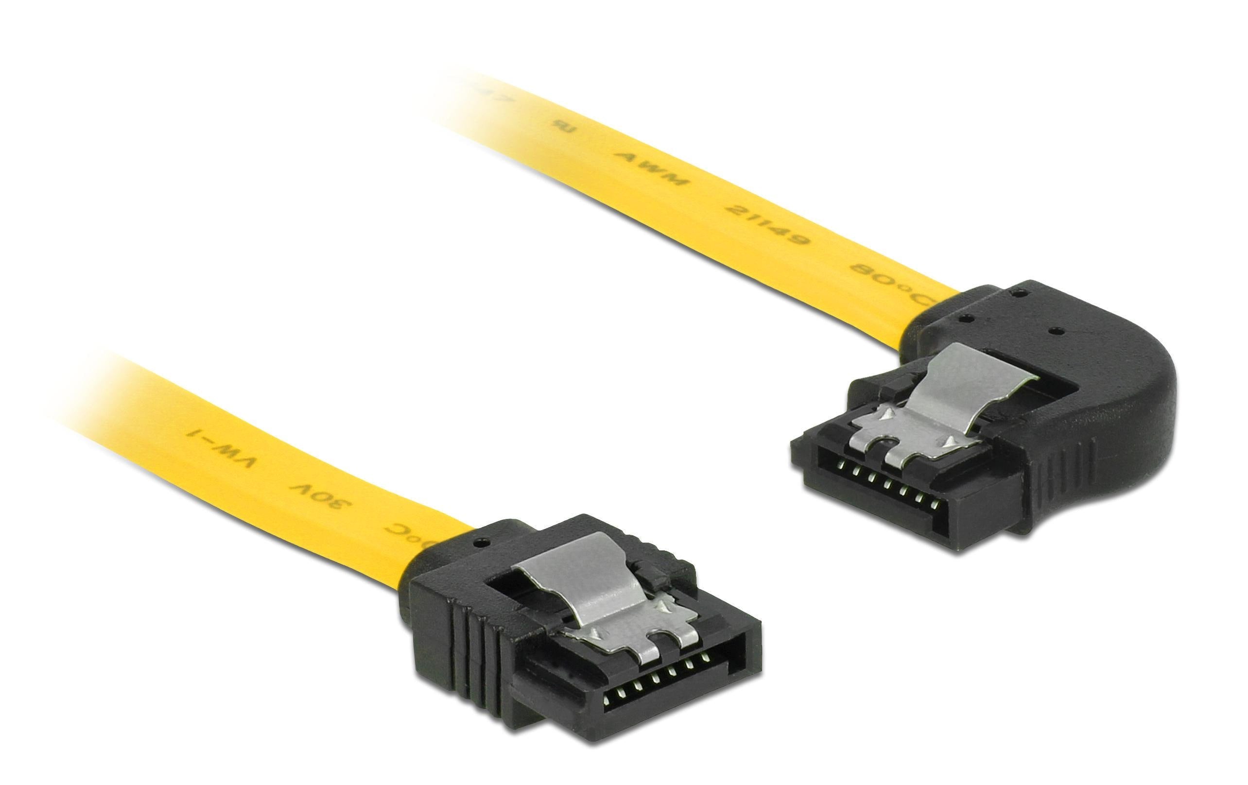 Delock SATA-3 Kabel: 30cm, Metall Clip,gelb