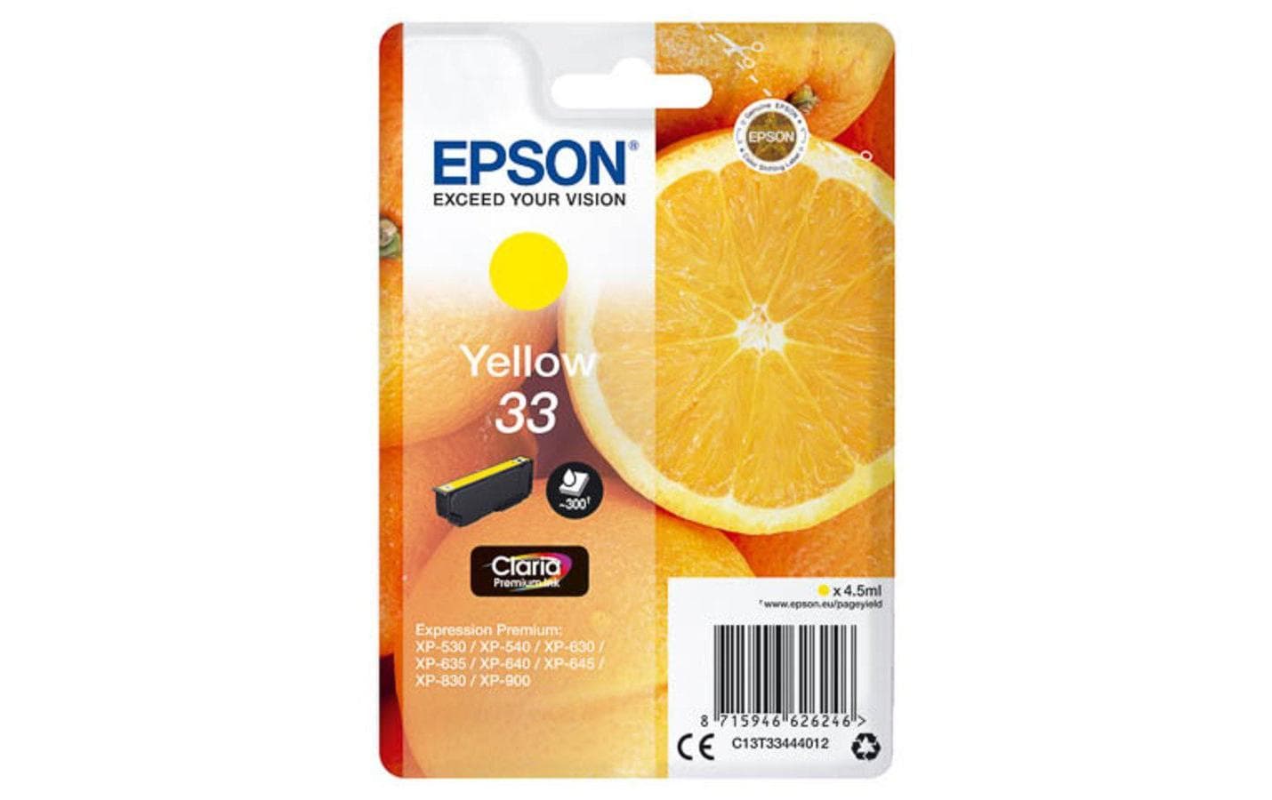 Tinte Epson C13T33444012, yellow, 300 S