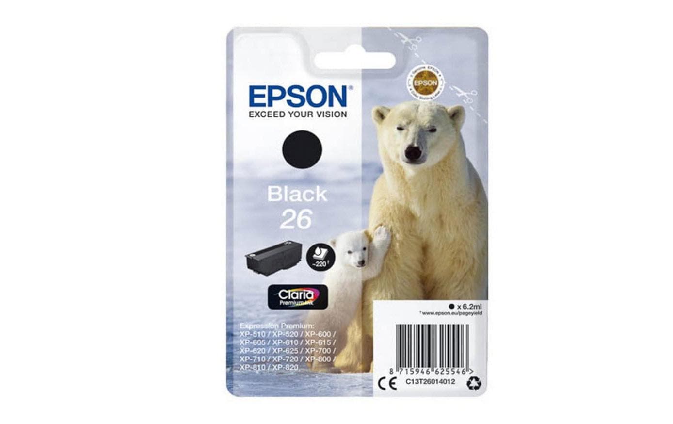 Tinte Epson C13T26014012, schwarz