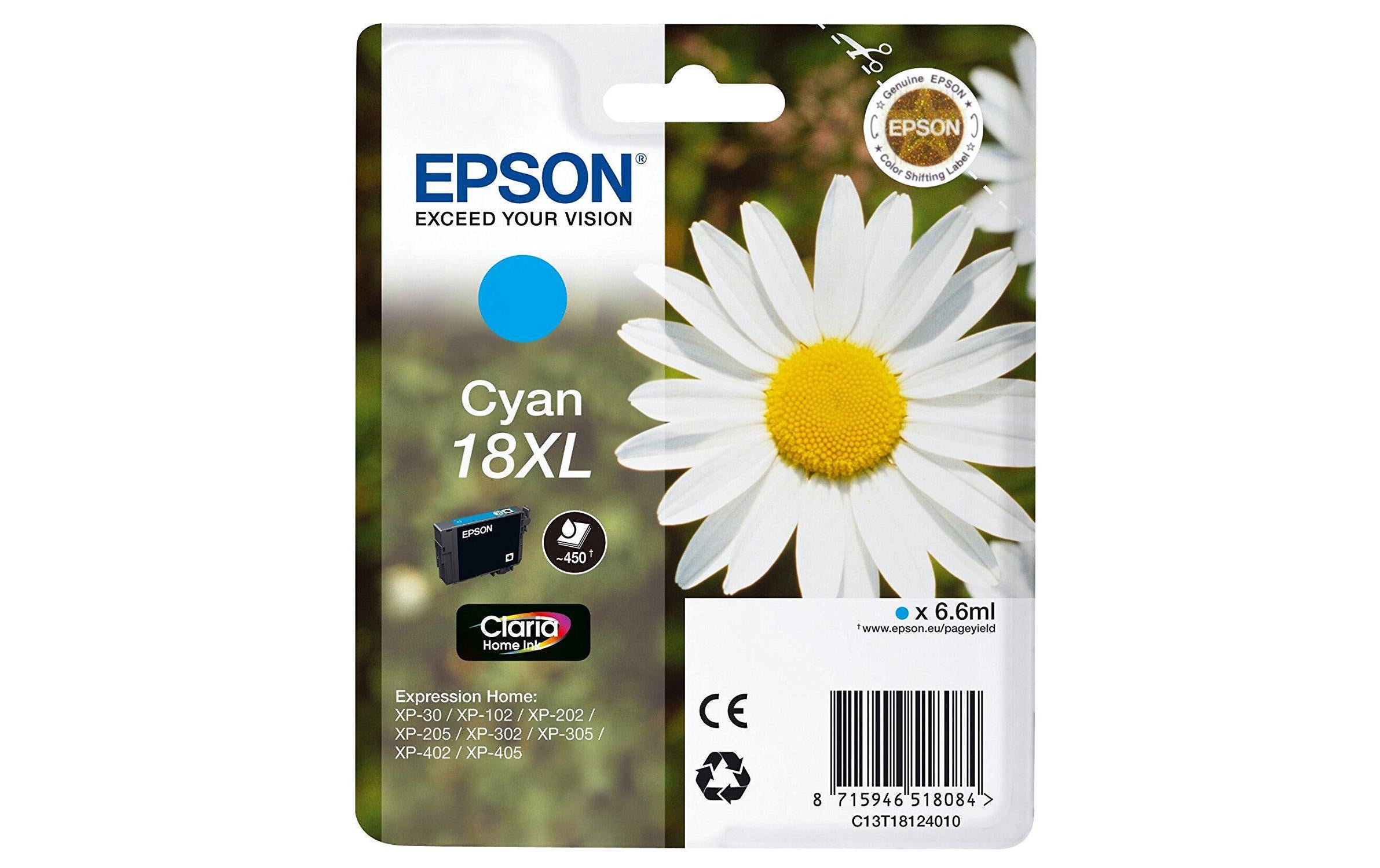 Tinte Epson C13T18124012 Nr. 18XL, cyan