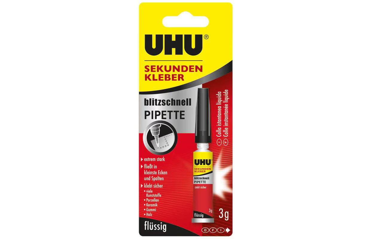 UHU Sekundenkleber Pipette, Inhalt: 3g,