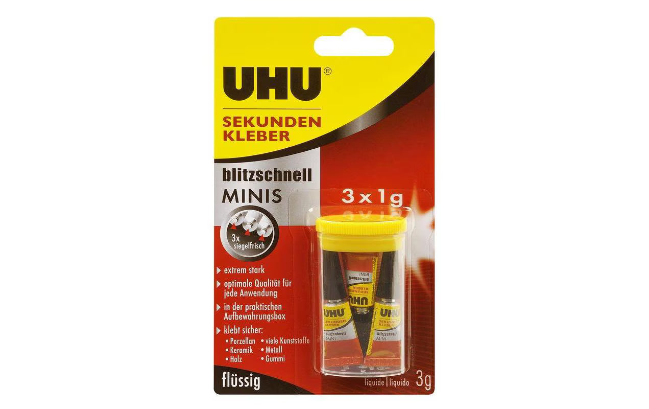 UHU Sekundenkleber blitzschnell Minis 3x1g