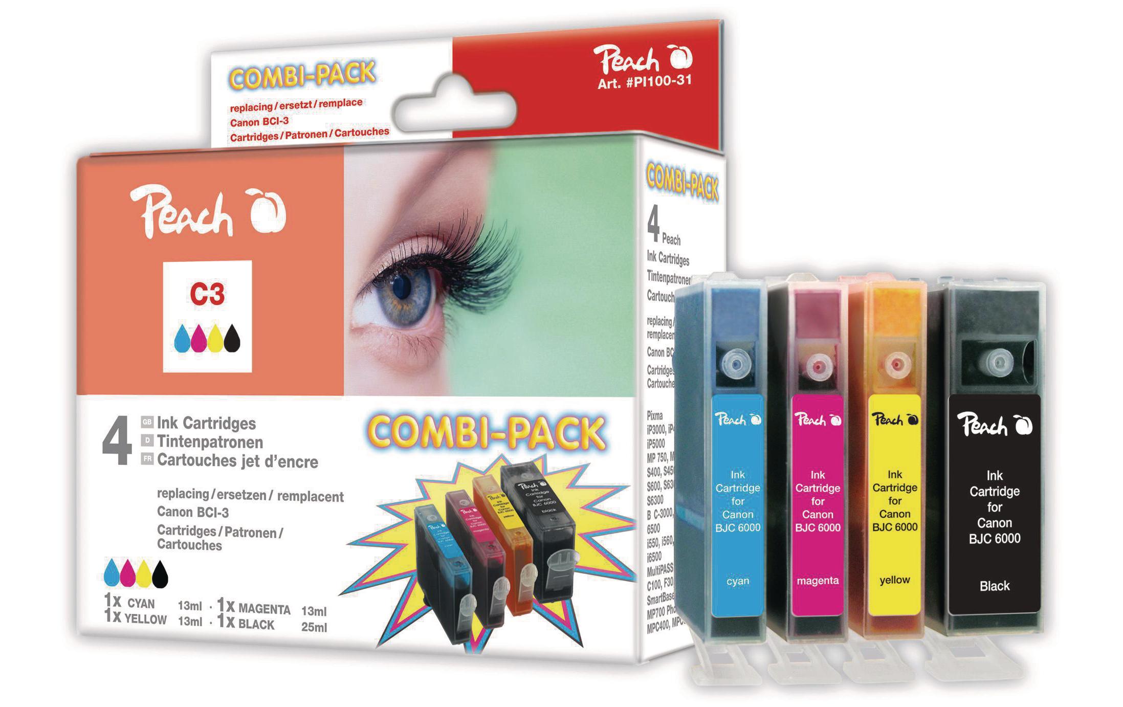 Peach Tinte Canon BCI-3e Combi Pack BKCMY
